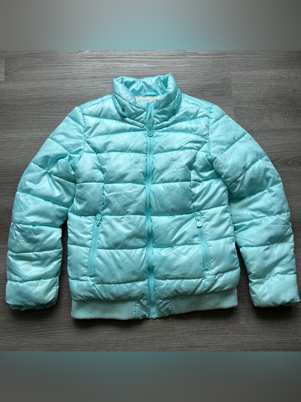 Girls Justice Light Aqua/mint Quilted Puffer coat Jacket - size 12/14